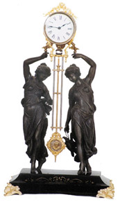Ansonia Clock Co., "Double Figure Swing", or "Fisher and Huntress Double Swing", ca 1883. — Antique Clocks Price Guide