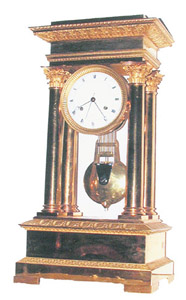 Long running French pinwheel portico shelf clock, ca 1815-1830. — Antique Clocks Price Guide
