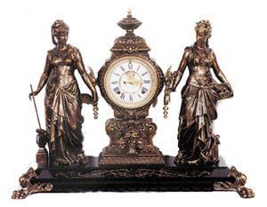 Ansonia Clock Co., figural clock, "Art &amp; Commerce", ca 1894. — Antique Clocks Price Guide