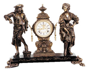 Ansonia Clock Co., figural clock, a rare model, "Melody &amp; Motion", ca 1894. — Antique Clocks Price Guide