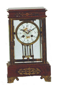 French crystal regulator in a case style almost never seen, mahogany base and top. — Antique Clocks Price Guide