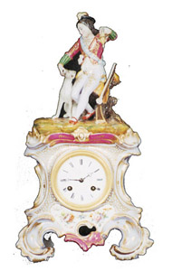 Porcelain figural clock and stand. — Antique Clocks Price Guide