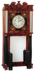 Very rare "A. Mungers' Patent Eight Day Brass Clocks Made, Warranted and Sold. Wholesale &amp; Retail By Asa Munger &amp; Co. Auburn, N.Y.", ca 1818-1834. — Antique Clocks Price Guide