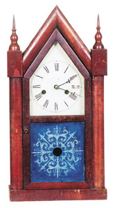 Atkins Clock Co. steeple clock, ca 1859. — Antique Clocks Price Guide