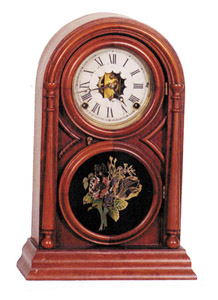 Atkins Clock Co. round top shelf clock, ca 1859-1879. — Antique Clocks Price Guide