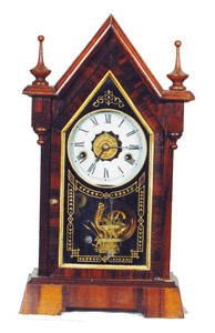 Chauncey Jerome miniature 1 day steeple clock, "Dolphin" model — Antique Clocks Price Guide