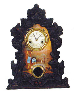 Crosby &amp; Vosburgh iron case shelf clock — Antique Clocks Price Guide