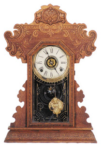 E. Ingraham Clock Co., oak kitchen clock, "Klondike" model — Antique Clocks Price Guide