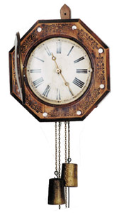 English "Postman's Clock" 30 hour, chain pull up movement, brass gears. — Antique Clocks Price Guide