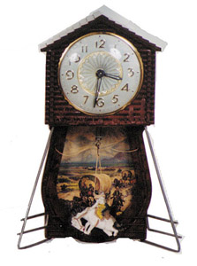 "Lucky Ranger" jumping horse and rider, clock, manufactured by Household Necessities, Chicago, about 1952. — Antique Clocks Price Guide