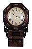 English drop trunk wall clock, time only, fusee movement. Painted 12 inch iron dial, signed "Birmingham".