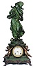 Ansonia Clock Co. statue clock, "Sybil & Winter", a rare combination of base and statue, in the Art Noveau line, ca 1904.