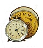 Ansonia Clock Co. novelty, "Bee" in original yellow tin shipping container, ca 1906.