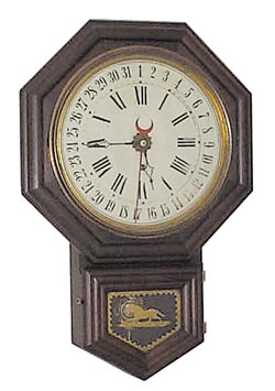 E.N. Welch wall clock, "No l Drop Octagon, Calendar", ca 1885. — Antique Clocks Price Guide
