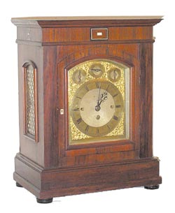English Bracket Clock, triple chain fusee, — Antique Clocks Price Guide