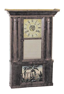 Miniature or Empire style Hollow Column shelf clock; H. Welton &amp; Co., Terryville, Conn, ca 1839-1845 — Antique Clocks Price Guide