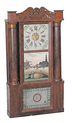 Hollow Column clock made by "Elisha Manross, Bristol, Conn", ca 1843-1853. — Antique Clocks Price Guide