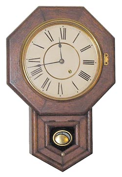 Seth Thomas Clock Co. short drop or schoolhouse clock, identified in the catalogs as, "10 Inch Drop Octagon", ca 1924. — Antique Clocks Price Guide