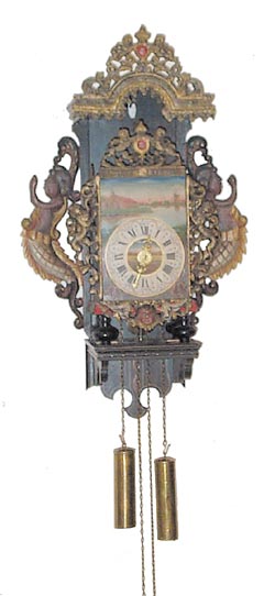 Dutch wall clock, a very elaborate early weight clock. — Antique Clocks Price Guide