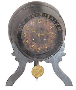 Novelty - Beer Barrel clock, advertising for "Old Methuslem". — Antique Clocks Price Guide