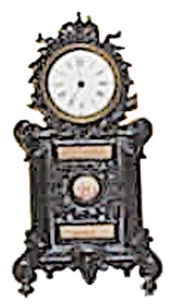 Rare French Calendar clock in a miniature iron case, 9 1/2 inches high. — Antique Clocks Price Guide