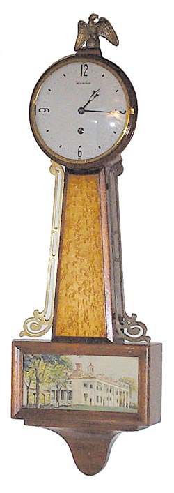 Herschede Clock Co. banjo clock, "Willard, miniature", ca 1927. — Antique Clocks Price Guide