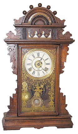 Seth Thomas parlor clock, not named in the Seth Thomas catalogs, but commonly called the "Balltop" or "Eclipse" clock. — Antique Clocks Price Guide
