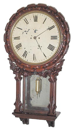 English carved wall clock by, "Jas. Sagar, Blackborn", c. early 1800's. — Antique Clocks Price Guide