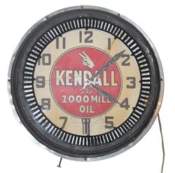 Electric Neon Tube advertising dial clock, "Kendall The 2000 Mile Oil". — Antique Clocks Price Guide