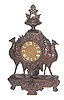 German clock mostly carved from one block of wood, probably c. 1850