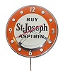 Rare Pam Clock Co. advertising clock for, "Buy St. Joseph Aspirin".