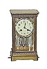 French brass crystal regulator, decorated with cloisonne around the base, top, dial, and pendulum. 4 good beveled glasses.