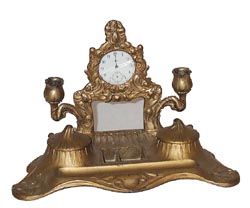 Inkstand with candle holders and watch holder, ca 1900. — Antique Clocks Price Guide