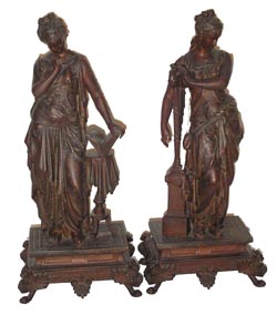 Ansonia Side Pieces, "No. 1009 Music and Poetry", ca 1904. — Antique Clocks Price Guide