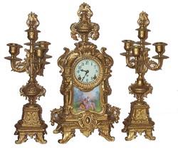 Ansonia Clock Co. mantle set, "Royal and Candelabras", ca 1901. — Antique Clocks Price Guide
