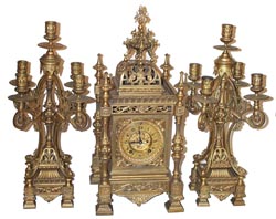 Ansonia Clock Co. "Regent" with matching pair of Candelabra, ca 1904. — Antique Clocks Price Guide