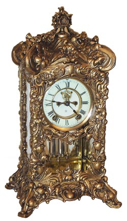Ansonia Clock Co. Crystal Regulator, "Floral", ca 1914. — Antique Clocks Price Guide
