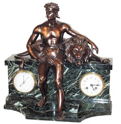 French marble and bronze statue clock. Statue of "Androcles and the Lion". — Antique Clocks Price Guide