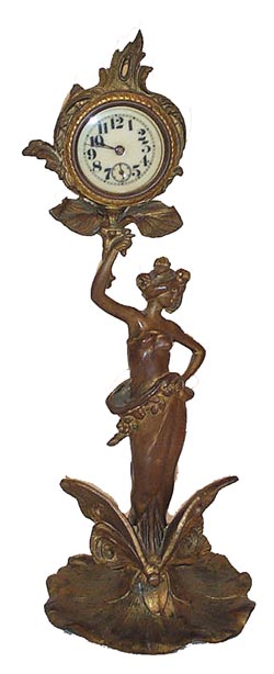Novelty clock, I will call it the Madam Butterfly clock. — Antique Clocks Price Guide