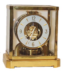 LeCoultre Atmospheric clock never needs winding, runs by atmospheric pressure. Serial number is 199523. — Antique Clocks Price Guide