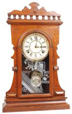 Waterbury Clock Co. solid walnut mantle clock, "Murray", ca 1891. — Antique Clocks Price Guide