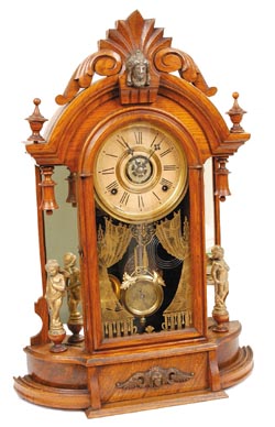 Wm. L. Gilbert Clock Co. clock we commonly call a mirrorside, Gilbert called it the "Occidental", ca around 1891. — Antique Clocks Price Guide