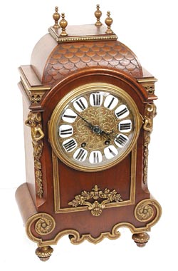 French bracket clock, dome top, good brass trim all around. 8 daybrass movement is signed, "M on Wurtle, Horlogerie, E. Piefort Succ". — Antique Clocks Price Guide