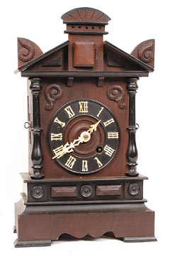 Gothic style shelf cuckoo, miniature size, only 15 inches high. — Antique Clocks Price Guide