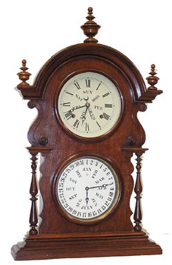 Welch, Spring and Co., mantle calendar, "Wagner, B.W. Mantle", ca 1878. — Antique Clocks Price Guide