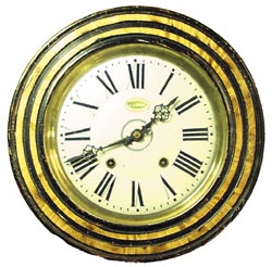 French Morbier gallery type clock in a black octagonal wood case. — Antique Clocks Price Guide