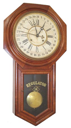 Ansonia Clock Co. hanging, "Regulator A Calendar", ca 1901. — Antique Clocks Price Guide