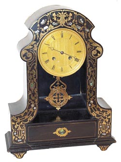 French ebonized boulle shelf clock, ca last half of 17th century. — Antique Clocks Price Guide