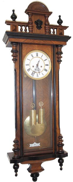 Gustav Becker 2 weight Vienna Regulator, serial number No. 664383, which dates the clock about 1883. — Antique Clocks Price Guide