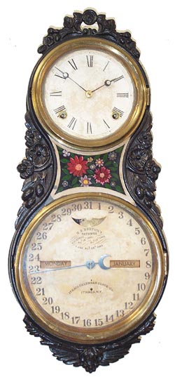 Ithaca Calendar Clock Co. "Large Iron Case", ca 1866, using the Hubbell 30 day pendulum movement. — Antique Clocks Price Guide